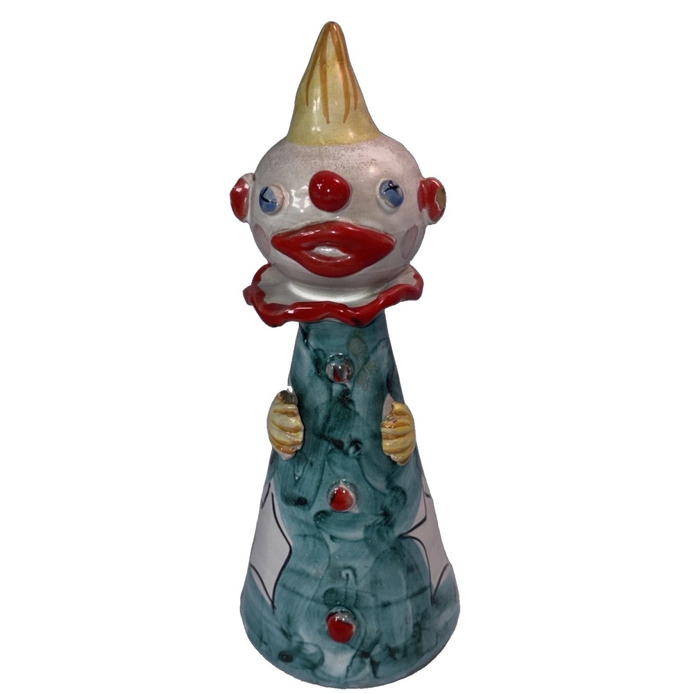 Vintage Italian Ceramic Clown Coin Bank Mid Century Modern Italy Pottery VTG